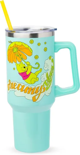 Miniatura 22 de Silver Buffalo Disney Lilo and Stitch Aloha - Vaso de acero inoxidable de doble pared con asa y pajilla, se adapta al portavasos estándar, 40 onzas