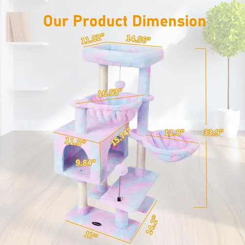 Miniatura 6 de KIYUMI - Árbol para gatos, torre para gatos, condominio con poste de rascado de sisal para gatos de interior, árbol para gatos, mueble para gatos