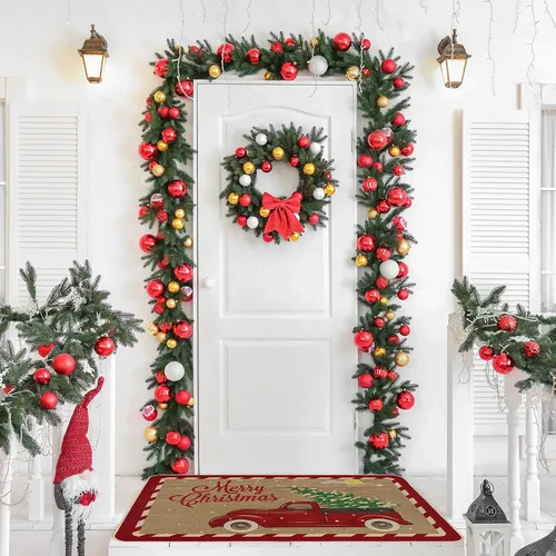 Miniatura 5 de Ruisita Felpudos de Navidad de 31.5 x 20 pulgadas, antideslizantes, tapete de Navidad para camión, feliz Navidad, bienvenida, felpudo delantero