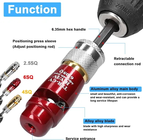 Miniatura 4 de Herramienta automática de pelado y torsión de cables para taladro, kit de conector de pelacables eléctricos para cables 2.5 - Tornillo de tuerca