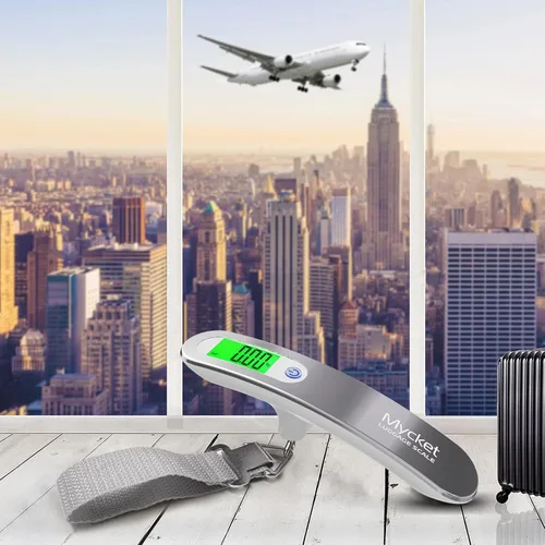 Miniatura 7 de Mycket Báscula de equipaje digital portátil, báscula electrónica para maleta, báscula para colgar, báscula de pesaje de equipaje, 110 libras