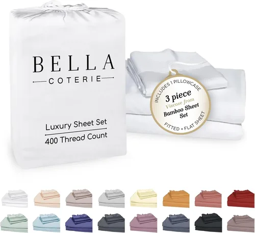 Miniatura 74 de Bella Coterie - Juego de sábanas de lujo de viscosa de bambú para cama tamaño split king 2 sábanas ajustadas para camas Sleep Number y camas 06