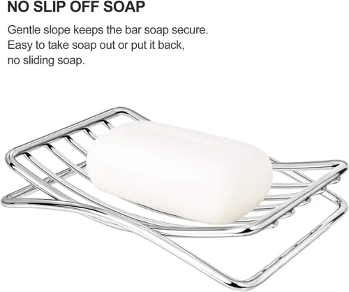 Miniatura 5 de Jabonera GUUKAR de Acero Inoxidable para Barra de Jabón en Ducha y Baño, Jabonera Autodrenante con Soporte para Esponja para Fregadero de Cocina