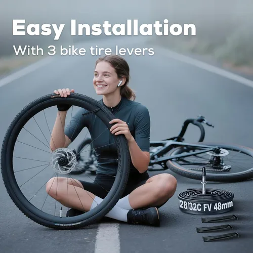Miniatura 6 de Tubo interior de repuesto para neumático de bicicleta 700c para bicicleta de carretera de 28 pulgadas, repuesto de caucho butílico resistente