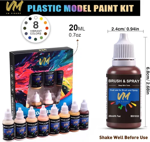 Miniatura 3 de VM - Juego de pintura acrílica no tóxica de 8 colores para artistas, manualidades, cosplay, pintura de retratos y tono carne, 8 botellas x 0.67 Skin