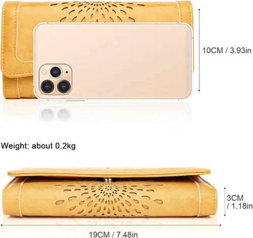Miniatura 4 de Aphison - Cartera larga de cuero suave RFID para mujer, con caja de regalo