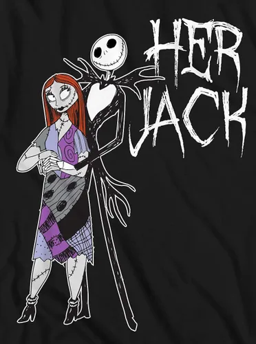 Miniatura 3 de Disney Camiseta para adultos de Nightmare Before Christmas Her Jack His Sally Couples
