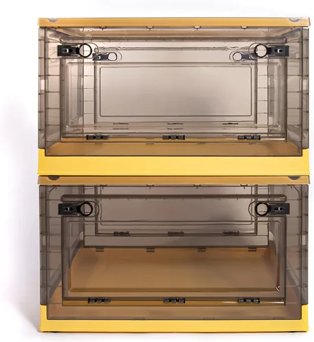 Miniatura 18 de Paquete de 3 contenedores de almacenamiento de apertura lateral, tapa apilable plegable, fácil de ordenar con caja de almacenamiento, ideal