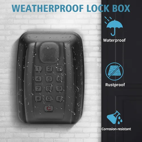 Miniatura 5 de Caja de bloqueo de llave con código, gran capacidad, combinación de 9 dígitos, montaje en pared, resistente a la intemperie al aire libre, caja