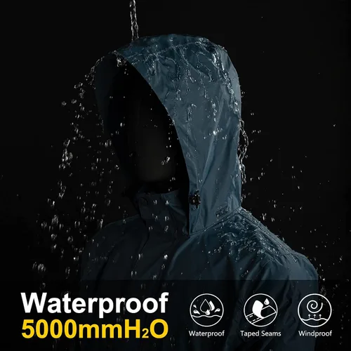 Miniatura 75 de 33,000ft - Chaqueta de lluvia impermeable y plegable para hombre, ligera, con capucha, cortavientos ideal para golf o ciclismo