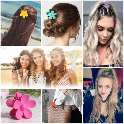 Miniatura 5 de Palksky Pinzas pequeñas para el cabello de flores para mujeres y niñas, 10 piezas de cabello delgado y grueso medio, pinzas de mandíbula de 1.35