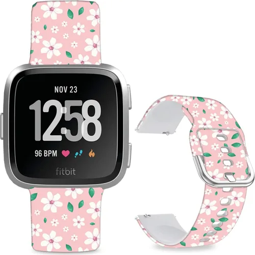 Miniatura 14 de Correas de reloj de silicona suave compatibles con Fitbit Versa 2/Versa/Fitbit Versa Lite/SE, correa de repuesto con bonito patrón floral de 0.98