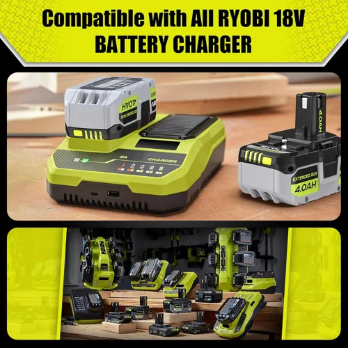 Miniatura 5 de Nuevo P108 4AH Repuesto para Ryobi 18V ONE + batería P108 P102 P103 P104 P105 P107 P109 P122 compatible con todas las herramientas inalámbricas