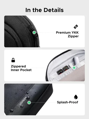 Miniatura 7 de UGREEN - Bolsa Organizadora de Electrónica para Viaje, Estuche Multifuncional Portátil para Cables, Cordón, Tarjeta SD, Auriculares, Cargador