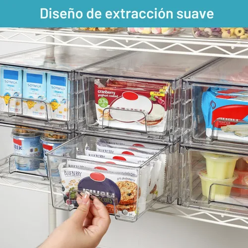 Miniatura 7 de Vtopmart - Paquete de 4 cajones de almacenamiento apilables, organizadores de cajones acrílicos transparentes con asas, fácil montaje