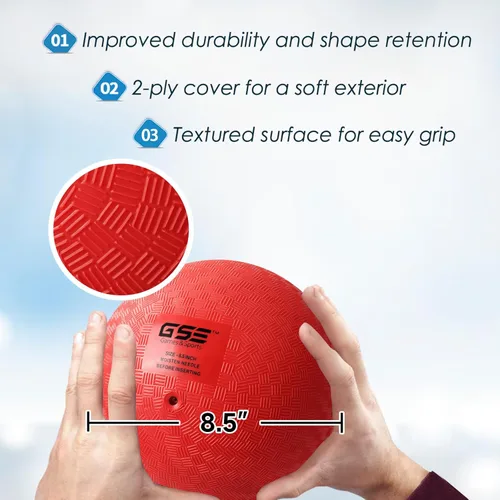 Miniatura 2 de GSE Games & Sports Expert Pelotas inflables para parque infantil, kickball, pelota de Dodge con rebote, balonmano. Ideal para 4 juegos de pelota Rojo