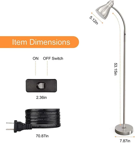 Miniatura 7 de LEPOWER Lámpara de pie, lámpara de pie de metal con cuello de ganso ajustable, base de metal pesado, lámpara de poste de lectura para oficina