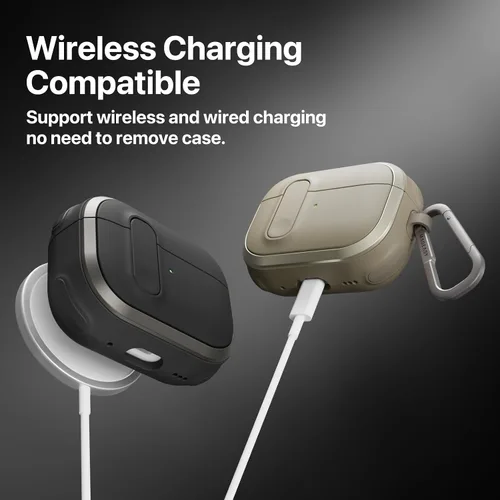 Miniatura 7 de MAGEASY Odyssey - Funda para AirPods Pro 2, funda resistente para AirPods Pro con bloqueo seguro, clip de mosquetón para protección a prueba