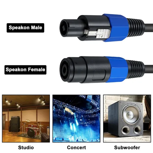 Miniatura 4 de Poyiccot Cables Speakon a Speakon de 3.3 pies, cables de extensión de Speakon, cable de altavoz macho a hembra de 18 AWG para amplificador