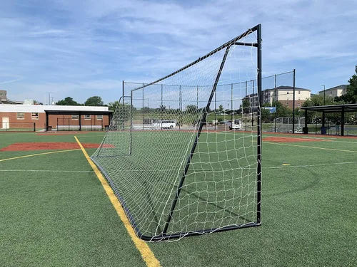 Miniatura 3 de Portería de fútbol de tamaño reglamentario de 24 x 8 pies con red de HDPE resistente a la intemperie. Acero galvanizado recubierto de polvo negro