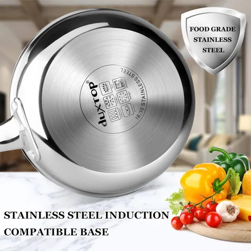 Miniatura 4 de Duxtop Utensilios de cocina de inducción de cocina de acero inoxidable de tres capas revestidas de acero inoxidable 10 pulgadas