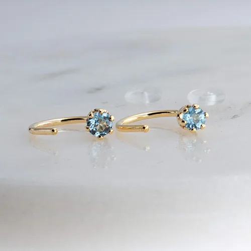 Miniatura 40 de Half Huggie Birthstone Gold Hoop Earrings for Women Tiny Cartilage Stud Piercing Earring Hypoallergenic Earring Screw Back Dainty Hug