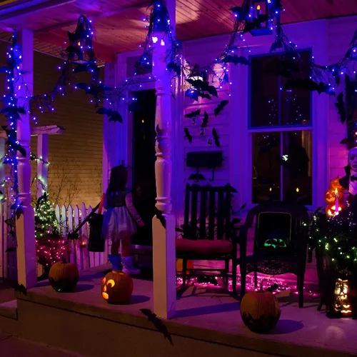 Miniatura 5 de Dazzle Bright - Guirnalda de luces de hadas de Halloween, 60 luces LED de 20 pies de alambre de cobre a batería y resistente al agua, decoraciones