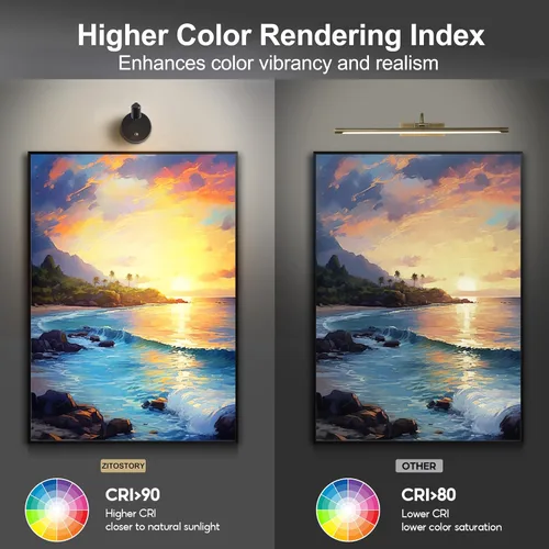 Miniatura 3 de ZitoStory Luces para Cuadros en la Pared, Luz de Imagen Operada por Pilas Recargable, Iluminación de Arte LED Negra para Pinturas Inalámbrica