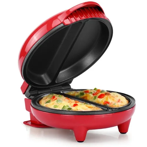 Miniatura 12 de Holstein Housewares Máquina de omelete y frittata de 2 secciones de acero inoxidable, revestimiento antiadherente, fácil de limpiar, luces Negro