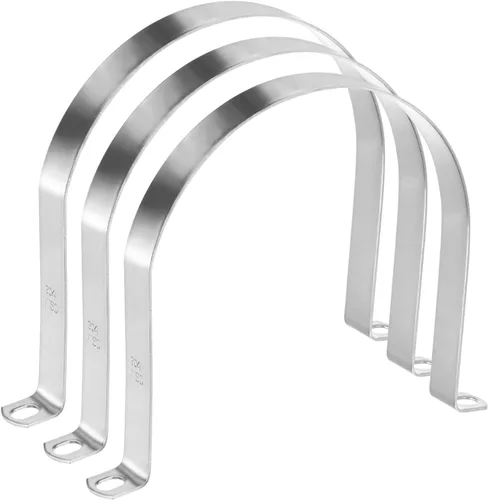 Miniatura 16 de M METERXITY Paquete de 3 abrazaderas de conducto, correa rígida de acero inoxidable 304 de 3-1/2 pulgadas M89 U con 2 agujeros