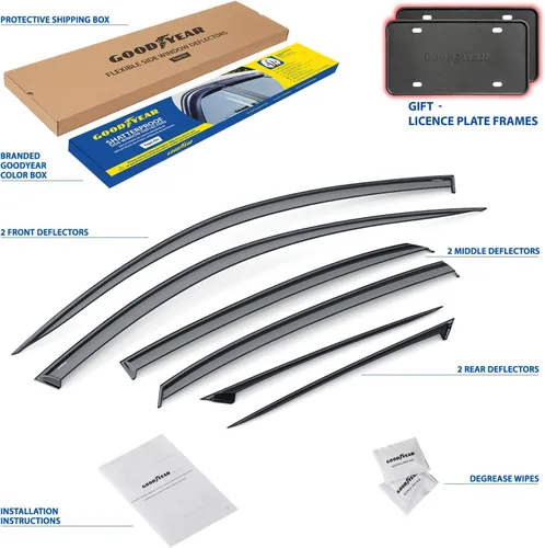 Miniatura 6 de Goodyear Deflectores de ventana inastillables para Honda Civic 2022-2026 Sedán, protectores de lluvia con cinta, viseras de ventana, visera