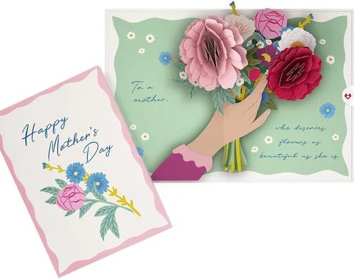 Lovepop Tarjeta desplegable de flores para el Día de la Madre, ramo floral pastel 3D, tarjeta de felicitación para mamá, esposa, hija, mamá, ella