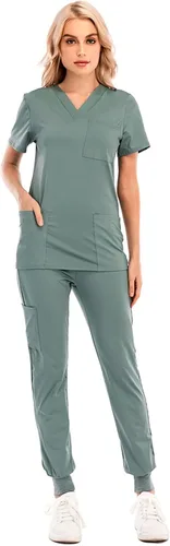 Miniatura 2 de Conjunto de uniformes médicos para mujer, conjunto de uniforme de enfermera, conjunto de trabajo al aire libre, conjunto de ropa quirúrgica elástica