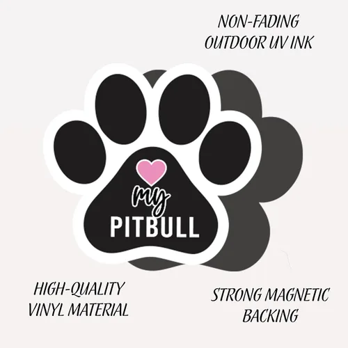 Miniatura 5 de Love My Dog Bleed Paw Print Dog - Imán para nevera y taquilla (imán de huella de perro) (Pitbull)