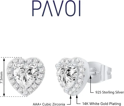 Miniatura 3 de PAVOI Aretes redondos de plata de ley chapados en oro de 14 quilates con halo de diamantes de imitación, circonita cúbica de primera calidad en oro