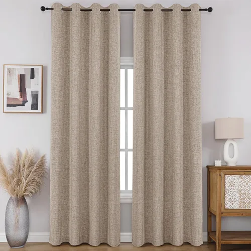 Miniatura 20 de CUCRAF - Juego de 2 paneles de cortinas de ventana con oscurecimiento total del 100%, de 54 pulgadas de largo, con aspecto de lino falso, cortinas