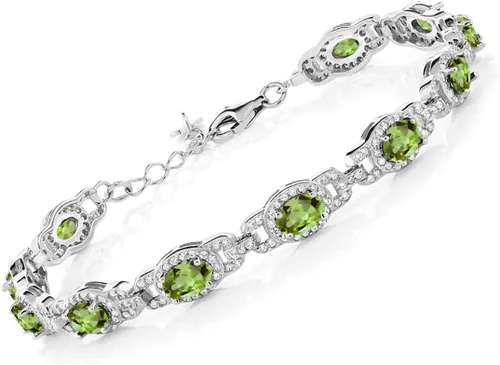 Miniatura 7 de Gem Stone King 7-14 Cttw Oval Gemstone Birthstone Tennis Bracelet For Women 925 Sterling Silver Oval 6X4MM 7 Inch With 1 Inch Extender Fine