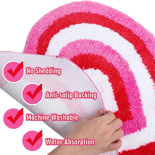 Miniatura 3 de JarThenaAMCS Alfombra de baño para el día de San Valentín, alfombra de baño con forma de corazón rojo y rosa, alfombra de baño antideslizante