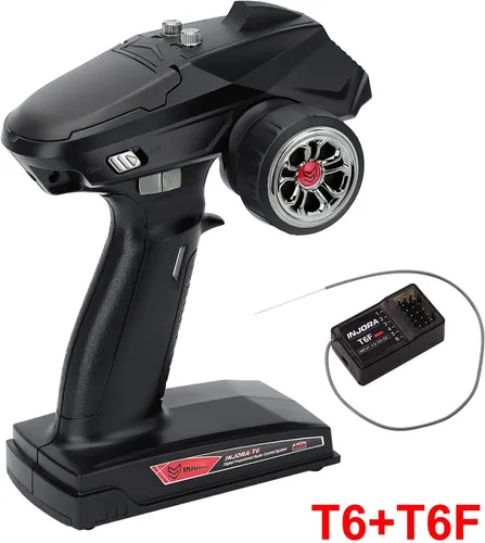 Miniatura 7 de INJORA Transmisor RC 2.4GHz 6CH Controlador y receptor para 1/8 1/10 RC Coche Barco Tanques Crawler TRX4 SCX10 Piezas de actualización (T6F)