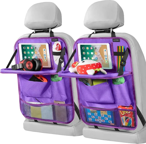 Miniatura 16 de LUCMO Organizador de asiento trasero de coche con soporte para tableta - 2 piezas, organizador de almacenamiento de coche con 6 bolsillos