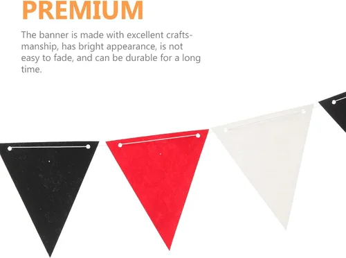 Miniatura 6 de 2 pancartas decorativas para fiestas, banderines negros, rojos, blancos, triangulares, suministros de fiesta de felicitaciones, suministros
