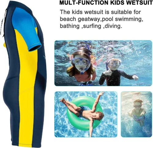 Miniatura 5 de Traje de neopreno completo para niños de 0.098 pulgadas (0.098 in), protección UV, mantiene el calor, trajes de neopreno de manga larga