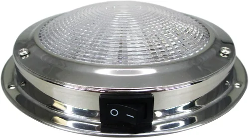 Miniatura 2 de Pactrade Marine Luz de cúpula de 12 V - lente de 5 pulgadas, blanco cálido incandescente, luz de barco de acero inoxidable con interruptor