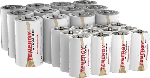 Tenergy Paquete de 24 baterías alcalinas de 1.5 V, paquete de 12 pilas D y 12 pilas C, baterías no recargables, para relojes, controles remotos,