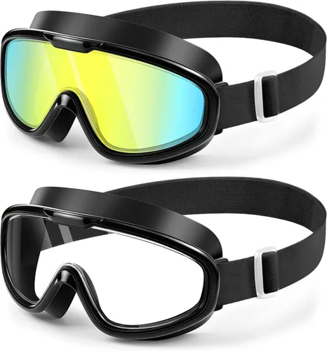 Miniatura 11 de Paquete de 2 gafas de natación de visión amplia, antiempañamiento y con correa de tela de comodidad UV, sin fugas, para adultos, hombres, mujeres
