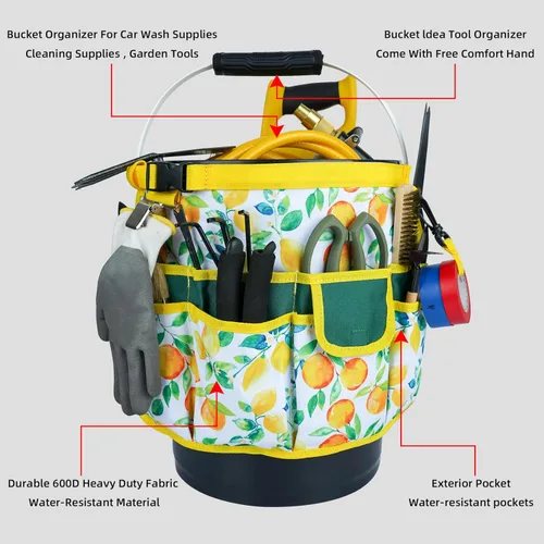 Miniatura 2 de MELOTOUGH Organizador de Caddy para Cubo Organizador de Herramientas para Herramientas de Jardín Compatible con Cubos de 3.5 a 5 Galones