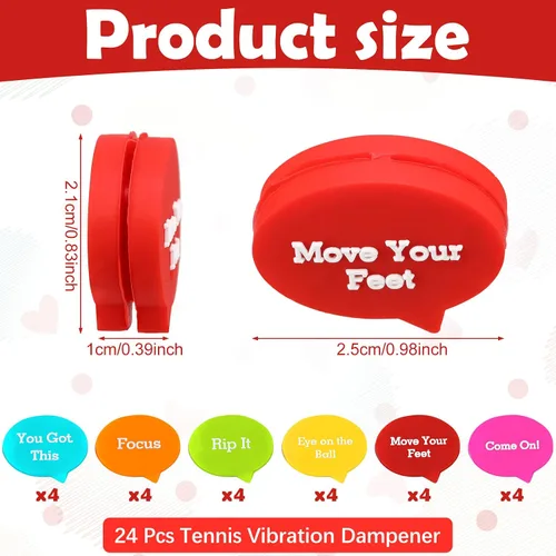 Miniatura 2 de Sosation 24 piezas de amortiguador de vibraciones de tenis colorido para raqueta de tenis para mujeres y hombres, accesorios de equipo, 6 estilos