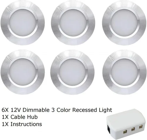 Miniatura 5 de Luces LED de 12V para RV, Barco, Remolque, Camper - Control táctil de 3 temperaturas de color, luz empotrada mini de bajo voltaje regulable, paquete