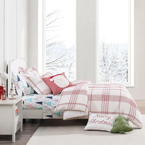 Miniatura 4 de Levtex Home Merry & Bright Collection - Juego de sábanas tamaño individual White Pine, sábana superior (66 x 96 pulgadas), sábana bajera