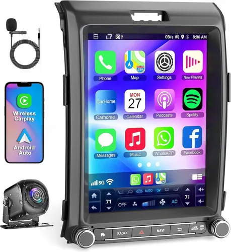 Miniatura 9 de Para Ford F150 2009 2010 2011 2012 Android 14 Estéreo de coche de 8 núcleos, 12.1 pulgadas IPS pantalla táctil radio de coche con Carplay